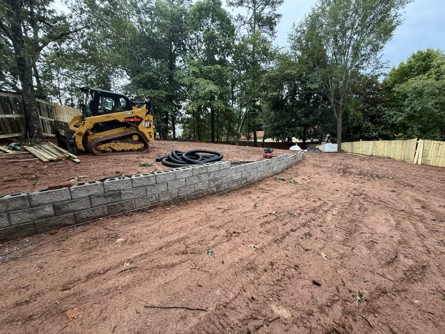 Summit Building landclearing with retaining wall